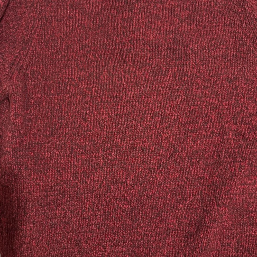 LL Bean Lambs Wool‎ Sweater Men XL Burgundy Pull Over Buttons High Neck Knitted